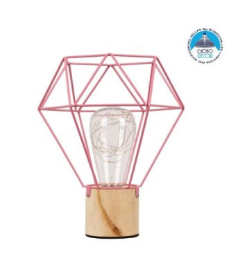 GLOBOSTAR® ANTLER 01442 Μοντέρνο Επιτραπέζιο Φωτιστικό LED 2.2W 154lm 360° DC 5V IP20 Θερμό Λευκό 2700K - DIODE - Ροζ & Μπεζ - Μ19 x Π19 x Υ23cm - 2 Χρόνια Εγγύηση